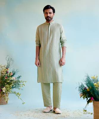 Sage green gota kurta 1