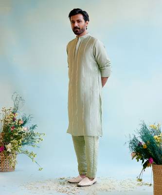 Sage green gota kurta 3