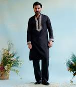 Black embroidered kurta