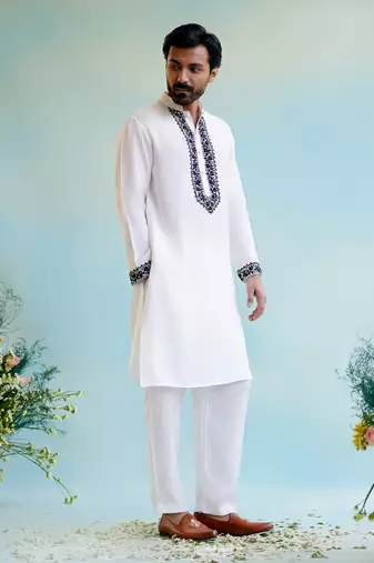White embroidered kurta