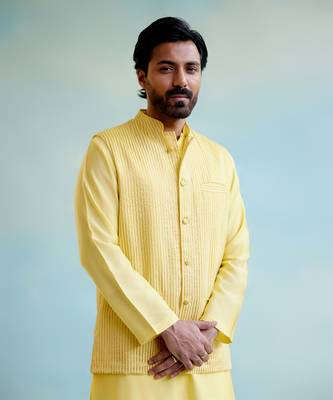 Sunshine glow stripe tissue nehru jacket 1