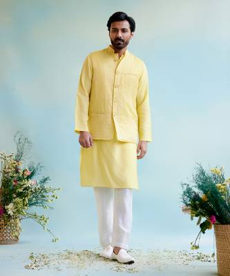 Sunshine glow stripe tissue nehru jacket 2