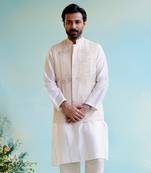 Gold zari stripe tissue nehru jacket