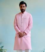 Rosy glow stripe tissue nehru jacket