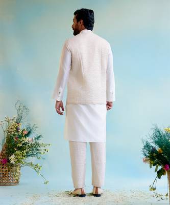 Gold zari stripe tissue nehru jacket 3