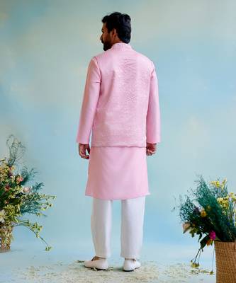 Rosy glow stripe tissue nehru jacket 3