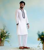 White embroidered kurta with narrow pants