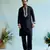 Black embroidered kurta with narrow pants