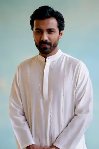 White lily gota kurta with narrow pants