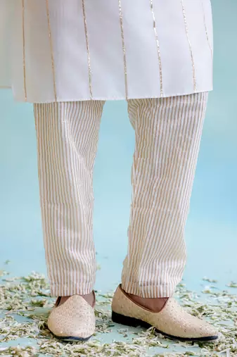 White lily gota kurta with narrow pants