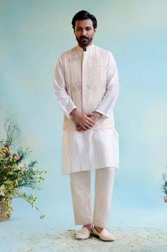 White lily gota kurta with narrow pants