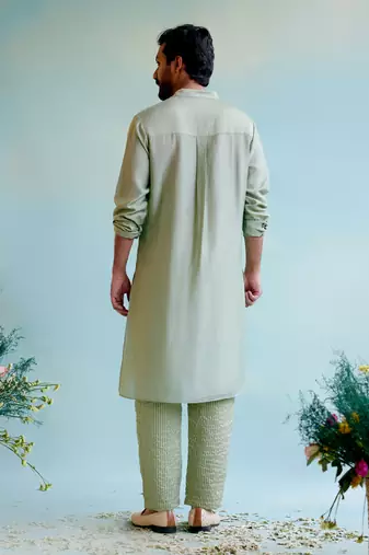 Sage green gota kurta with narrow pants