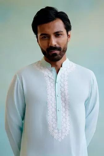 Dreamy blue dori kurta with narrow pants
