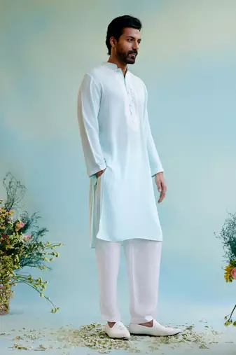 Dreamy blue dori kurta with narrow pants
