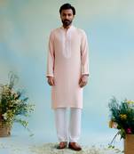 Blush pink dori kurta with narrow pants