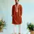 Orange flora dori kurta with narrow pants