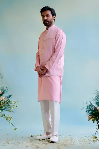 Pink glow gota kurta with narrow pants