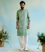 Mint meadow tissue kurta with narrow pants