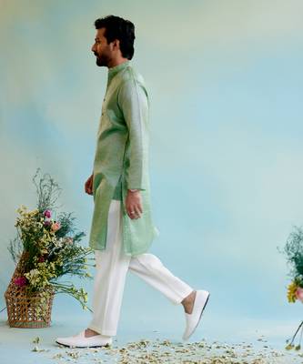 Mint meadow tissue kurta with narrow pants 3