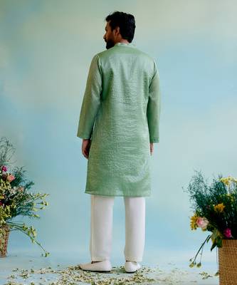 Mint meadow tissue kurta with narrow pants 4