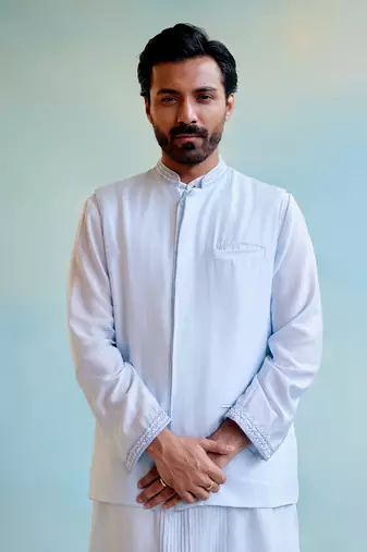 Blue breeze pintuck kurta with narrow pants