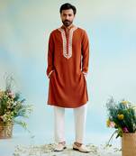 Orange flora dori kurta