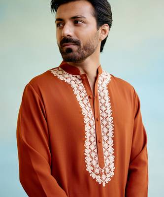 Orange flora dori kurta 2