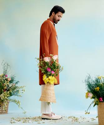 Orange flora dori kurta 4