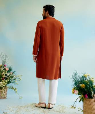 Orange flora dori kurta 5