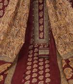 Unstitched printed suit set with traditional printed kota-doria dupatta and printed bottom.