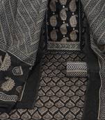 Unstitched cotton printed suit set with a mix match printed yoke with printed dupatta and printed bottom.