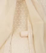 Unstitched suit set with kota-doria dupatta and plain bottom.