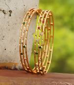 Women gold-plated multi stone-studded set of two bangles