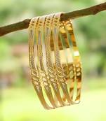 Women gold-plated traditional self design set of four bangles