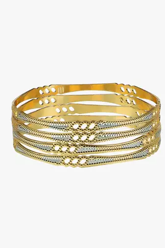 Women gold-plated traditional self design set of four bangles