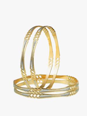 Women gold-plated traditional self design set of four bangles 4