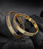 Women gold-plated traditional stone-studded set of two bangles