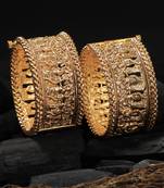 Set of 2 gold plated temple antique bangles