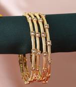 Set of four 24ct copper gold-plated handcrafted stone bangle