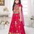 Tiny kingdom tomato colored printed sequins polyester fabric lehenga choli set
