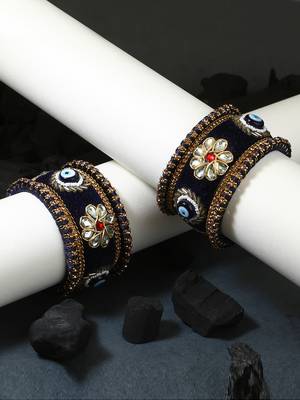 Blue kundan silk thread chuda bangle set 1