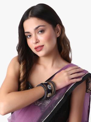 Blue kundan silk thread chuda bangle set 5