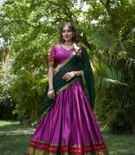 Womens' Wedding Special Zari Weaving Work Lehenga choli