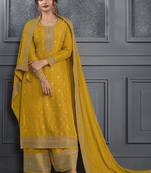 Yellow jacquard embroidery designer Palazzo suit