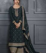 Black jacquard embroidery designer plazzo suit