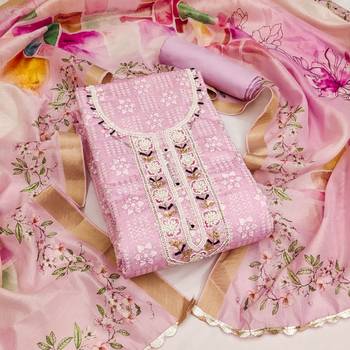 Pink Cotton Unstitched Dress Material 2