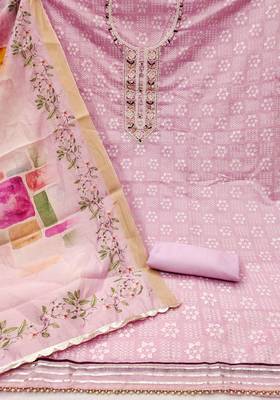 Pink Cotton Unstitched Dress Material 3