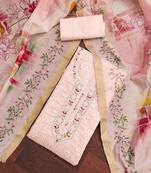 Peach Cotton Unstitched Dress Material