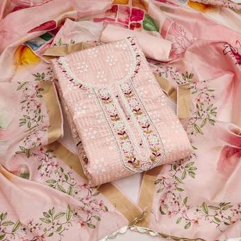 Peach Cotton Unstitched Dress Material 2