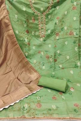Pista Organza Printed Unstitched Dress Material 3
